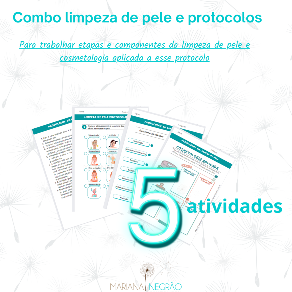 Combo atividades limpeza de pele (5 atividades) - Professora Mariana Merida
